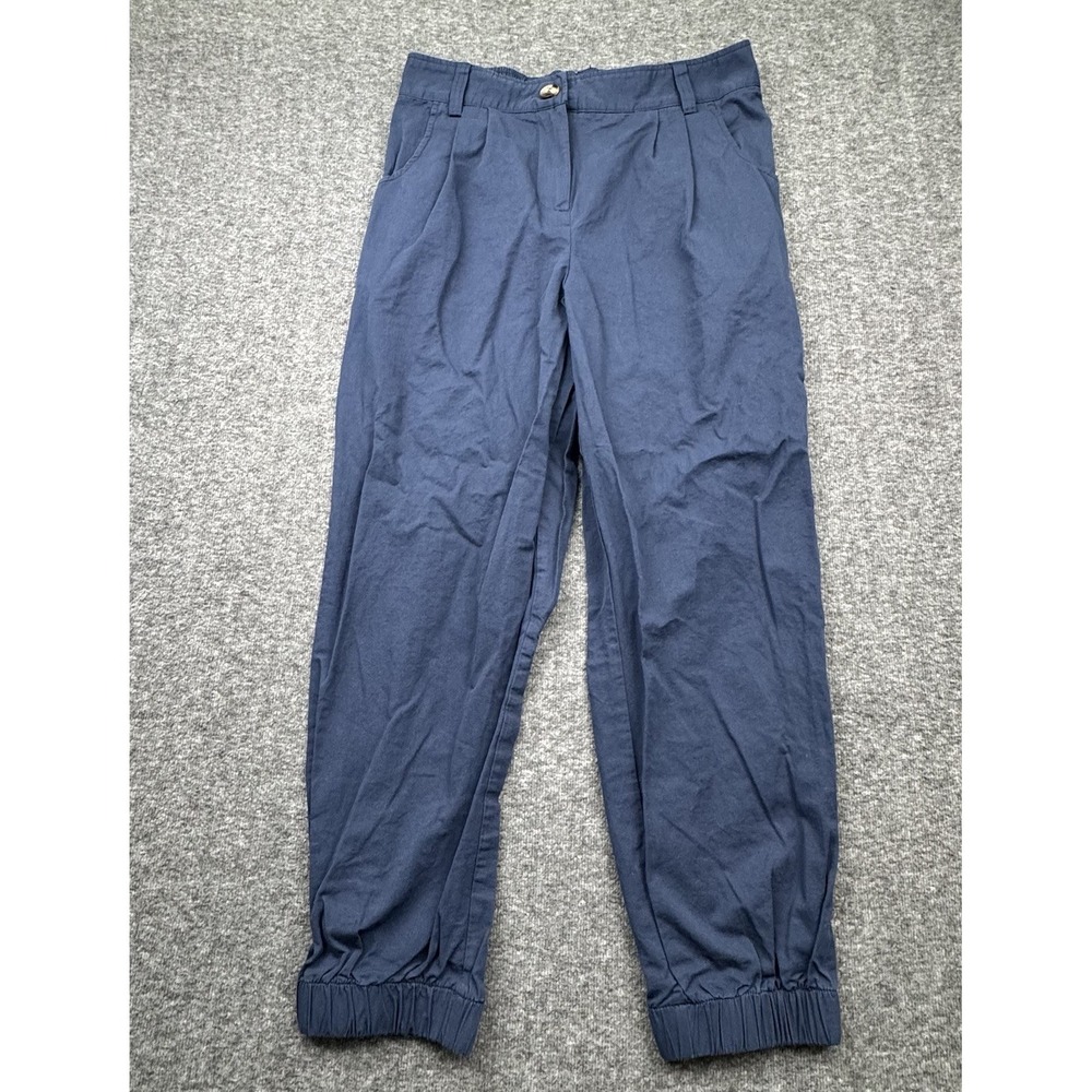Halara Mid Rise Joggers Pocket Casual Cotton Womens Sz M Navy Blue‎ Pleated